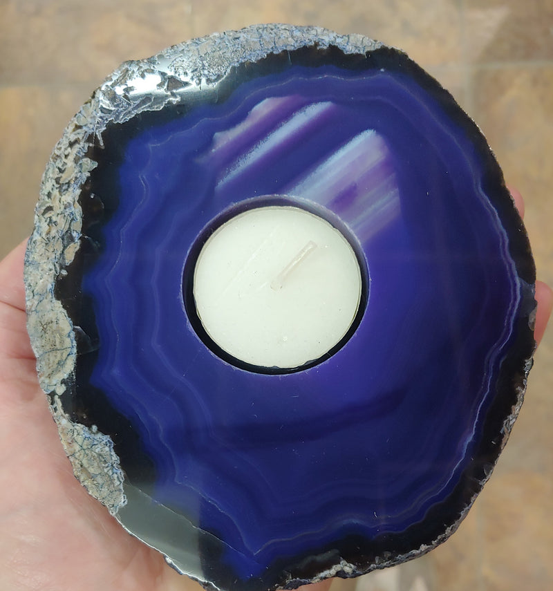 Purple Agate T-Light Holder