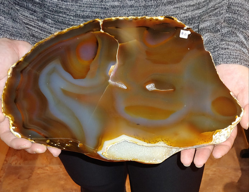 Agate Slice with little Geode Cave (at bottom)