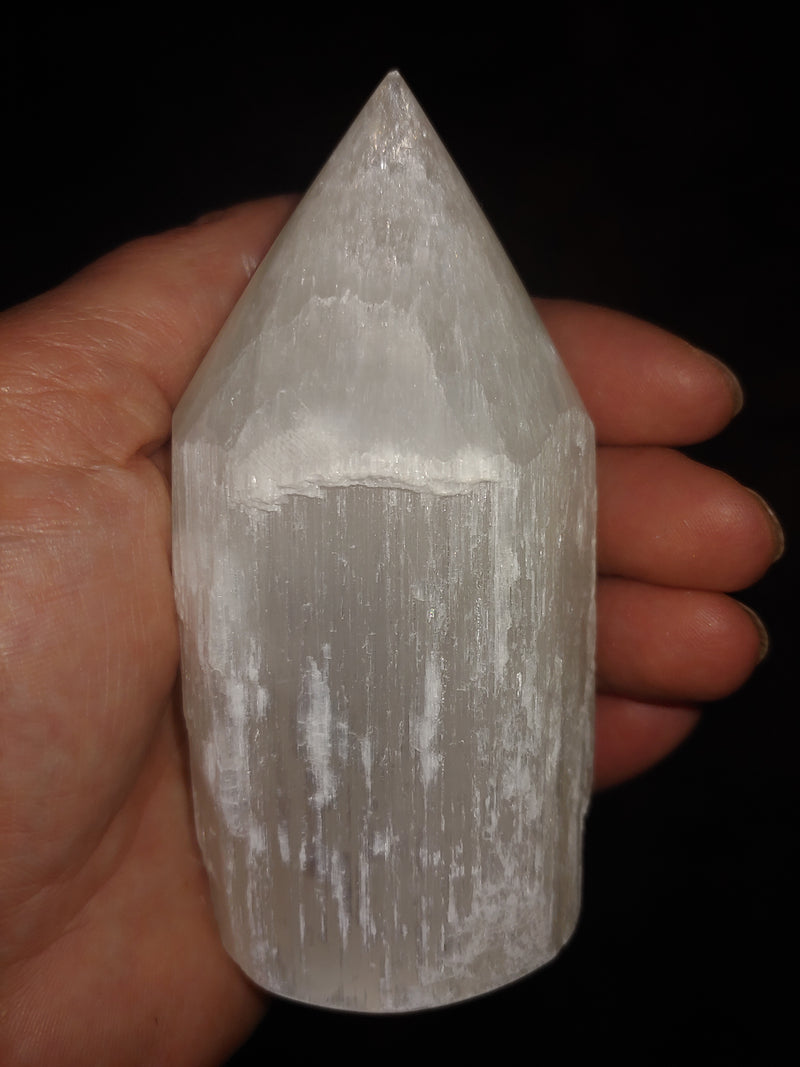 Selenite Raw Polished Top Point