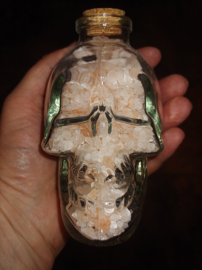 Skull Bottle with Himalayan Salt