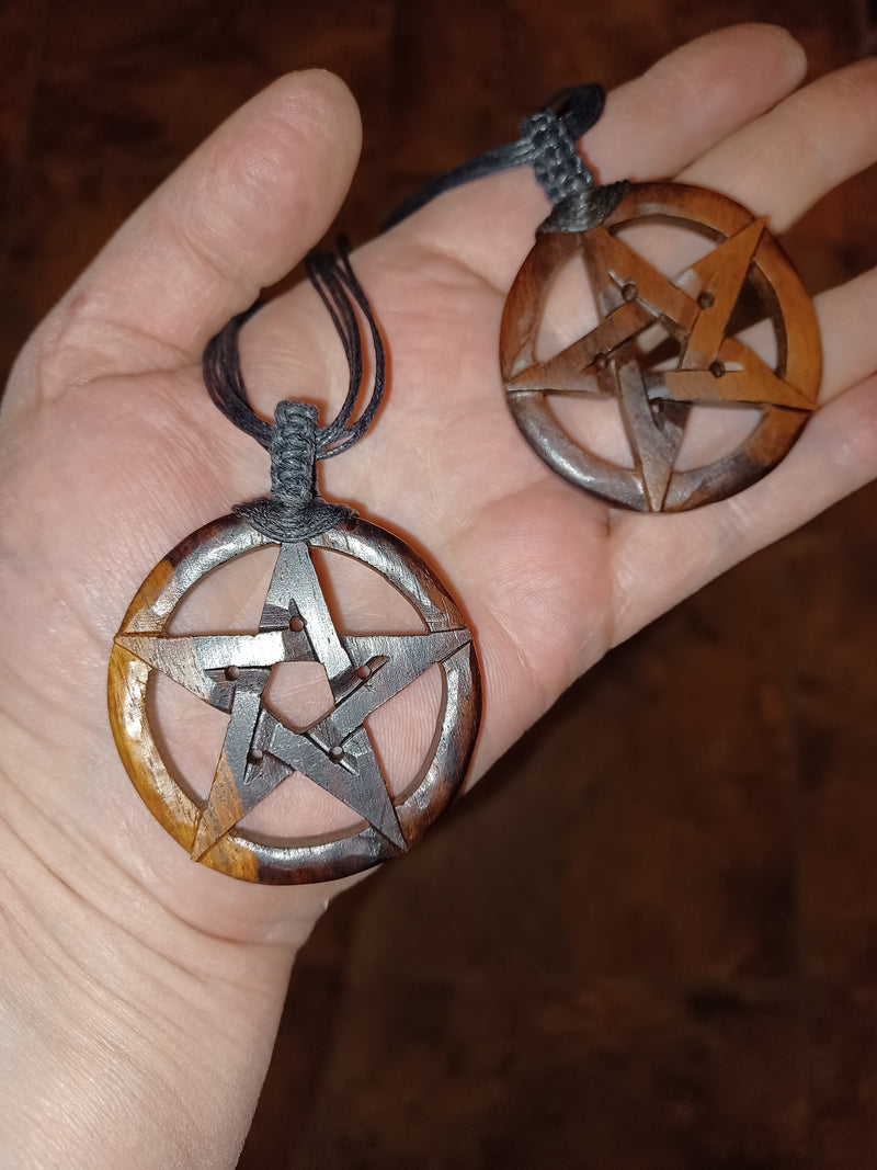 Wood Pentacle Necklace